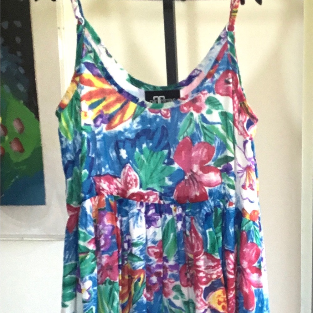 Summer Floral Maxi Dress. 100% lightweight Cotton Voile with lining. Size L.